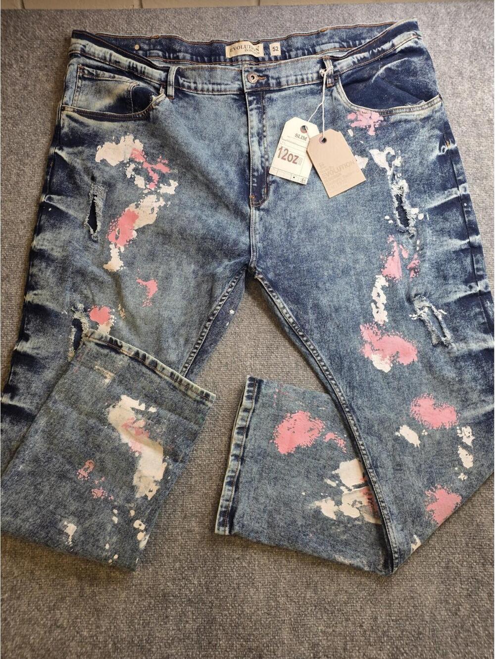New EVOLUTION IN DESIGN Denim Baggy Paint Splatter Men's Y2K Skater 34x32